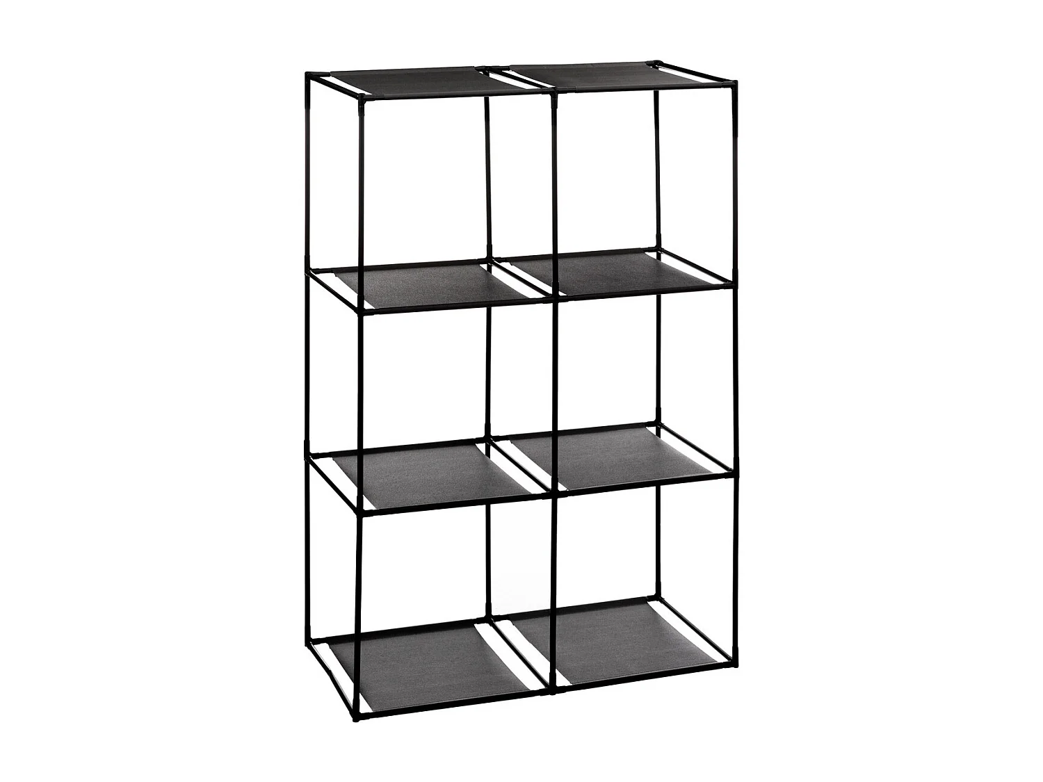 Meuble Etagère 6 cases avec 6 boîtes de rangement H 98 cm