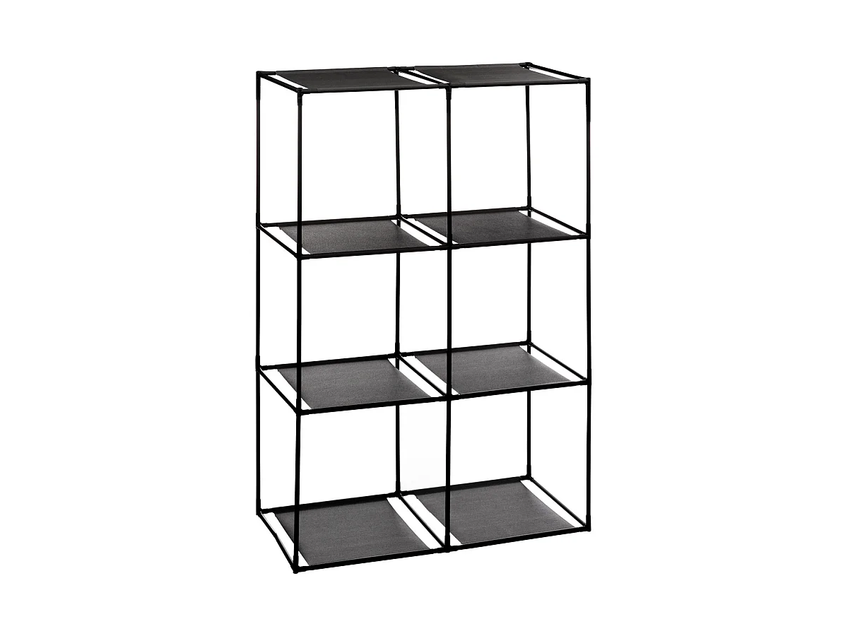 Meuble Etagère 6 cases avec 6 boîtes de rangement H 98 cm