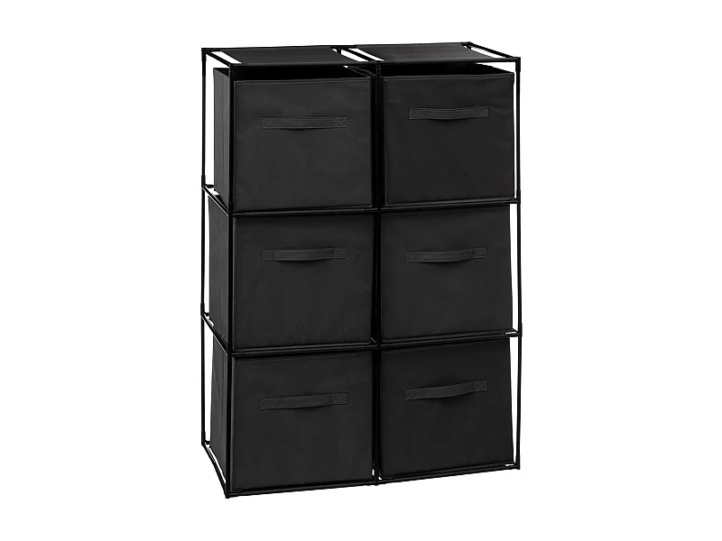 Meuble Etagère 6 cases avec 6 boîtes de rangement H 98 cm