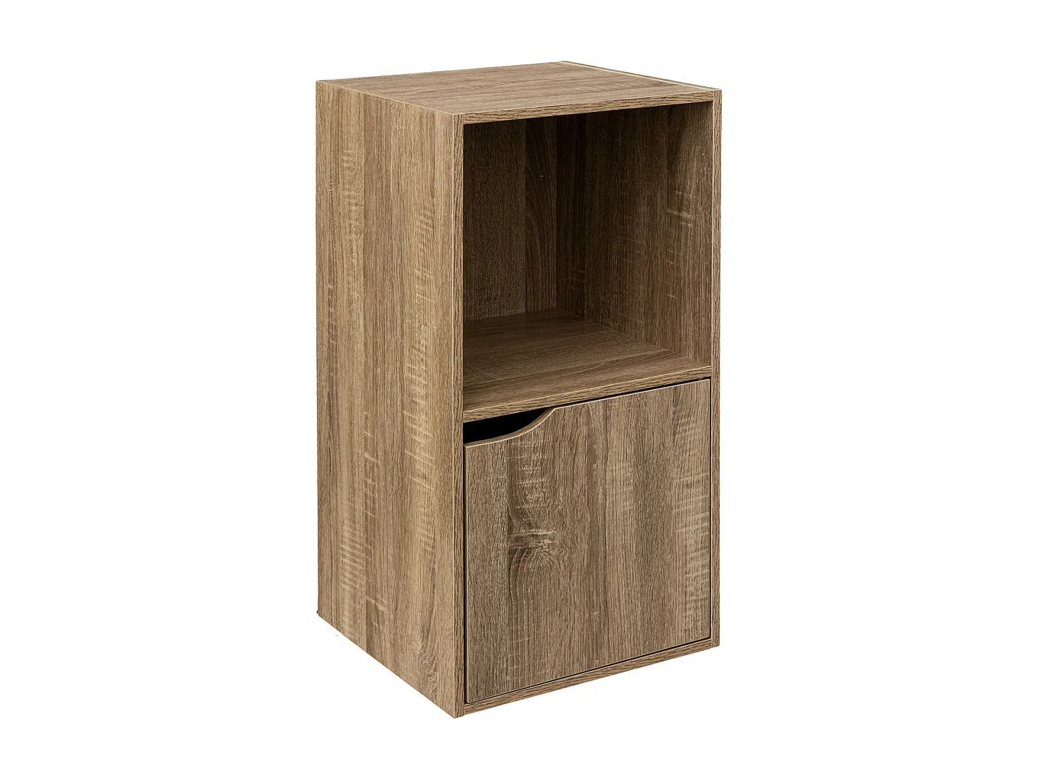 Meuble Etagère 2 Cases de rangement 1 Porte effet bois naturel H 67.6 cm
