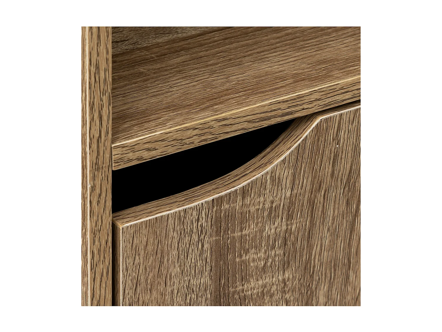 Meuble Etagère 2 Cases de rangement 1 Porte effet bois naturel H 67.6 cm