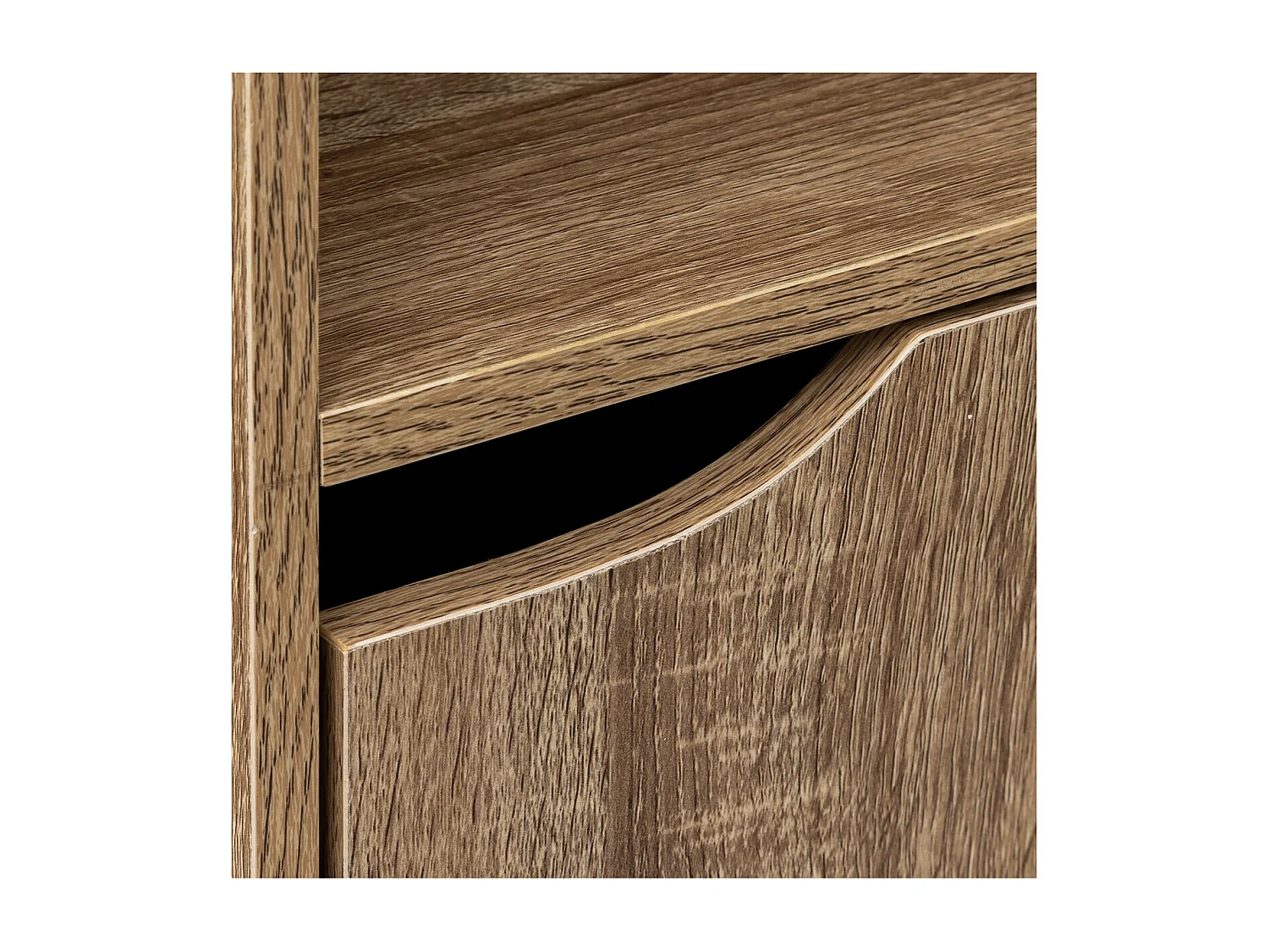 Meuble Etagère 2 Cases de rangement 1 Porte effet bois naturel H 67.6 cm