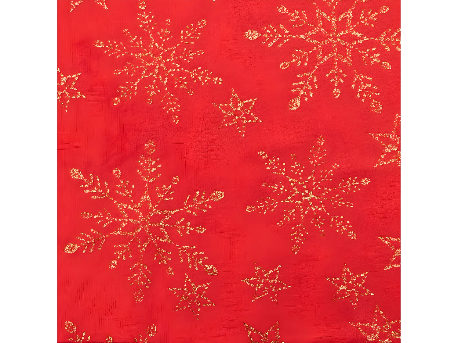 Chemin de table Tissu en Velours Rouge avec Flocons pailletés dorés 28 x 300 cm