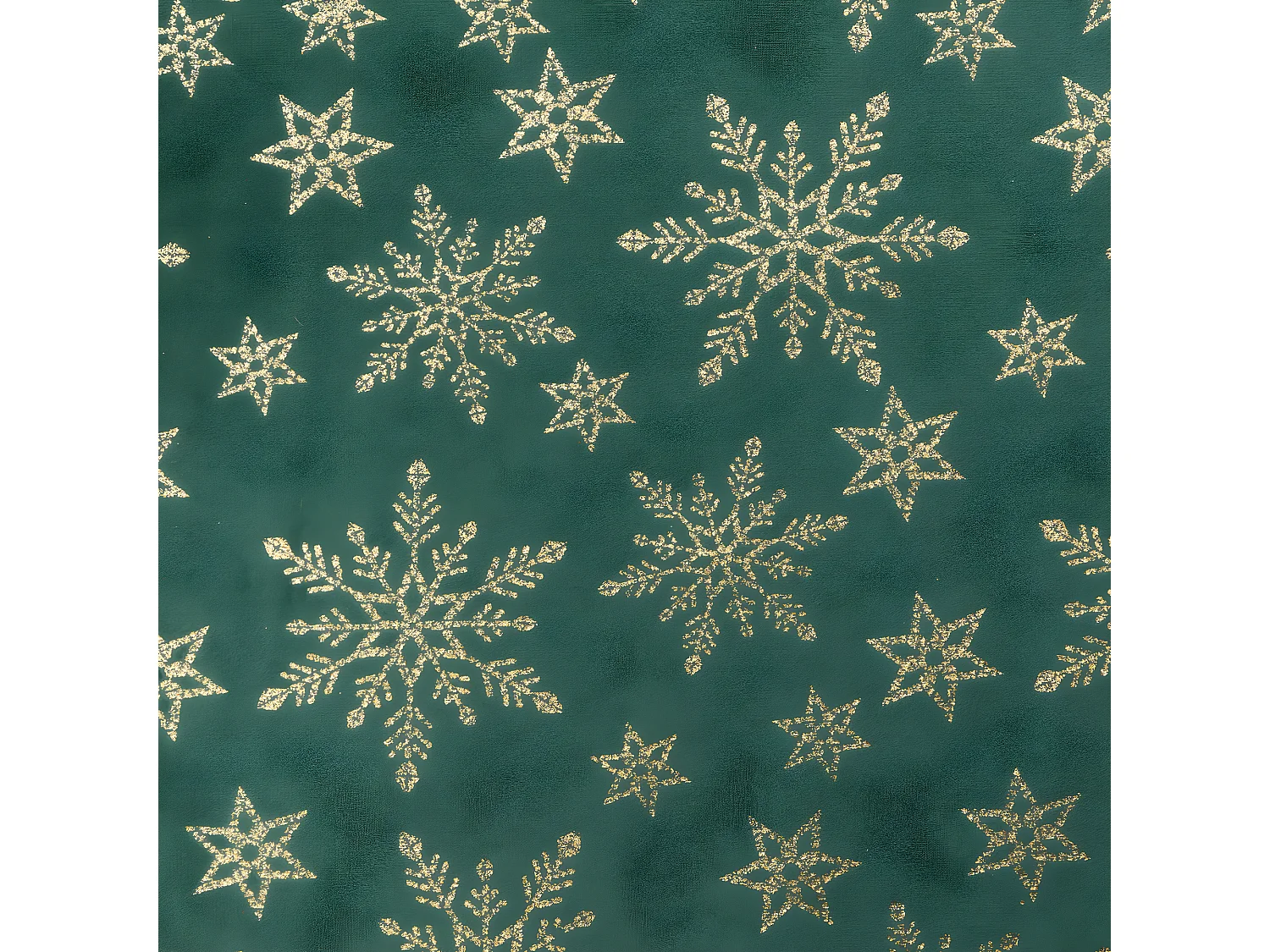 Chemin de table Tissu en Velours Vert avec Flocons pailletés dorés 28 x 300 cm