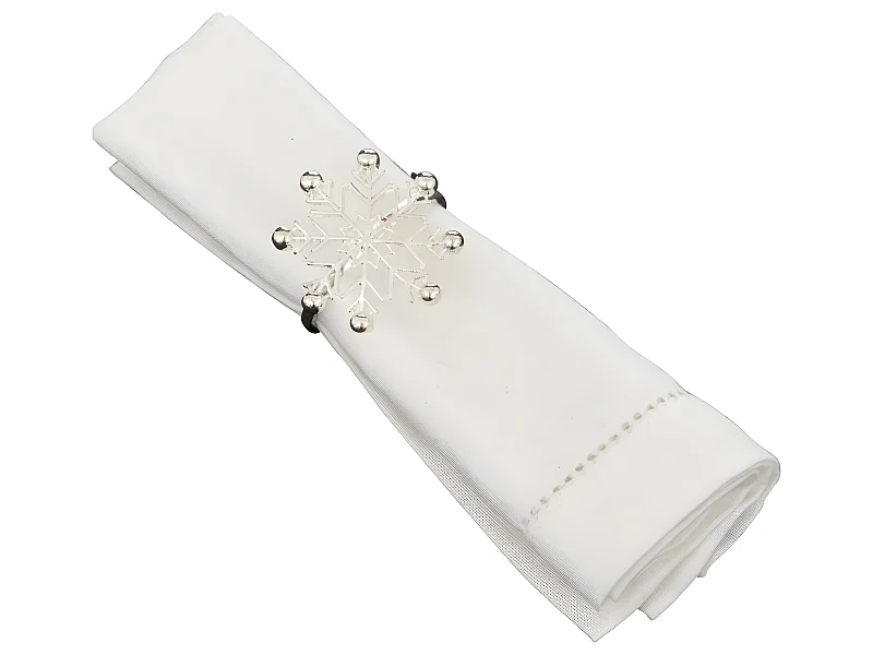 Lot de 2 Ronds de serviette Flocons Argent en métal