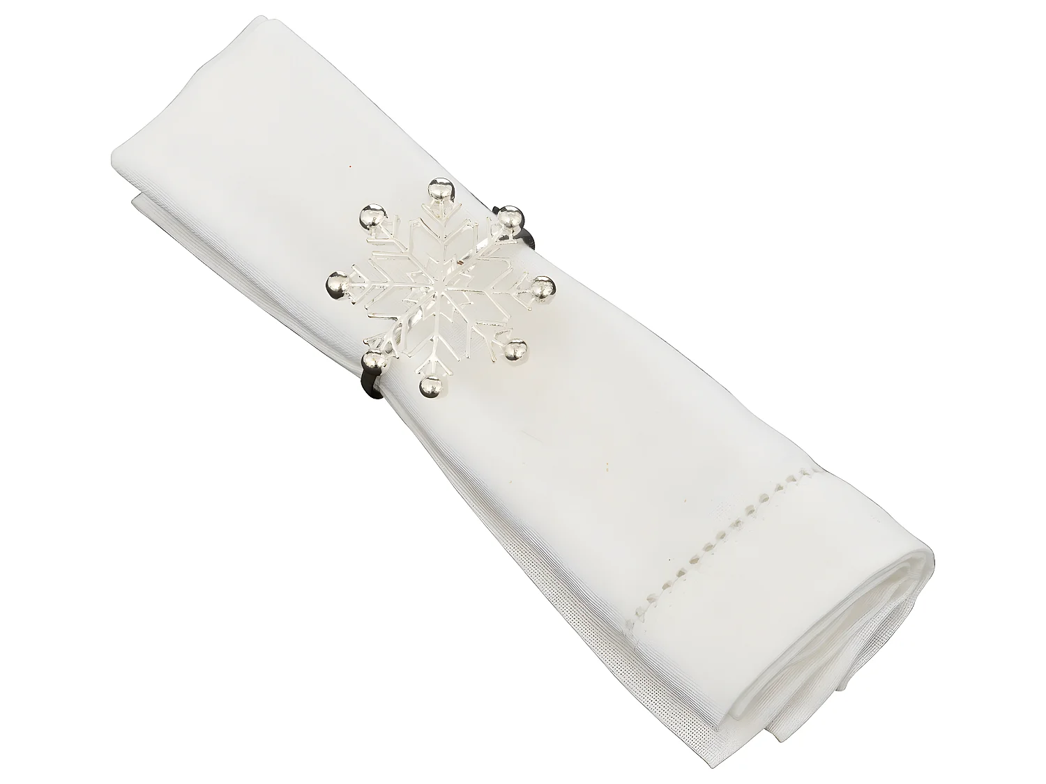 Lot de 2 Ronds de serviette Flocons Argent en métal