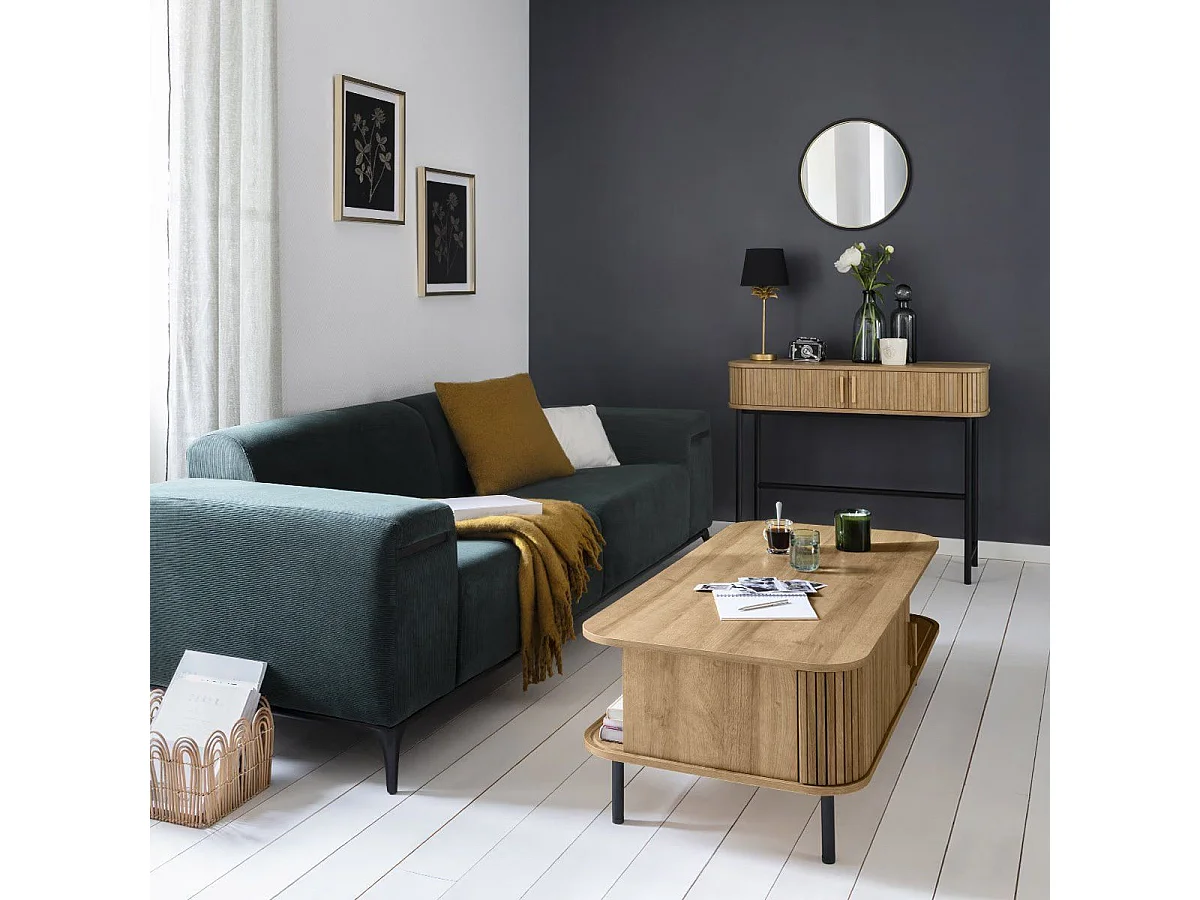 Voilage à œillets Blanc avec volant et liseré Noir 140 x 240 cm