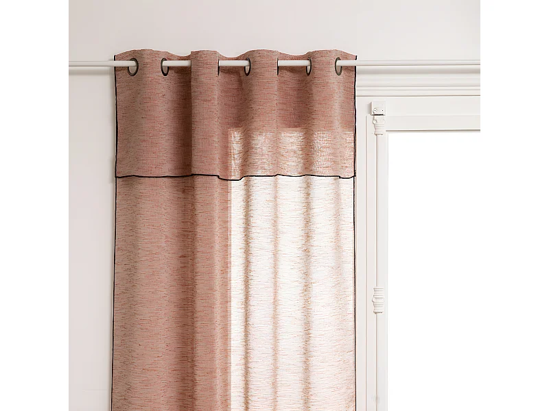 Voilage à œillets Terracotta avec volant et liseré Noir 140 x 240 cm