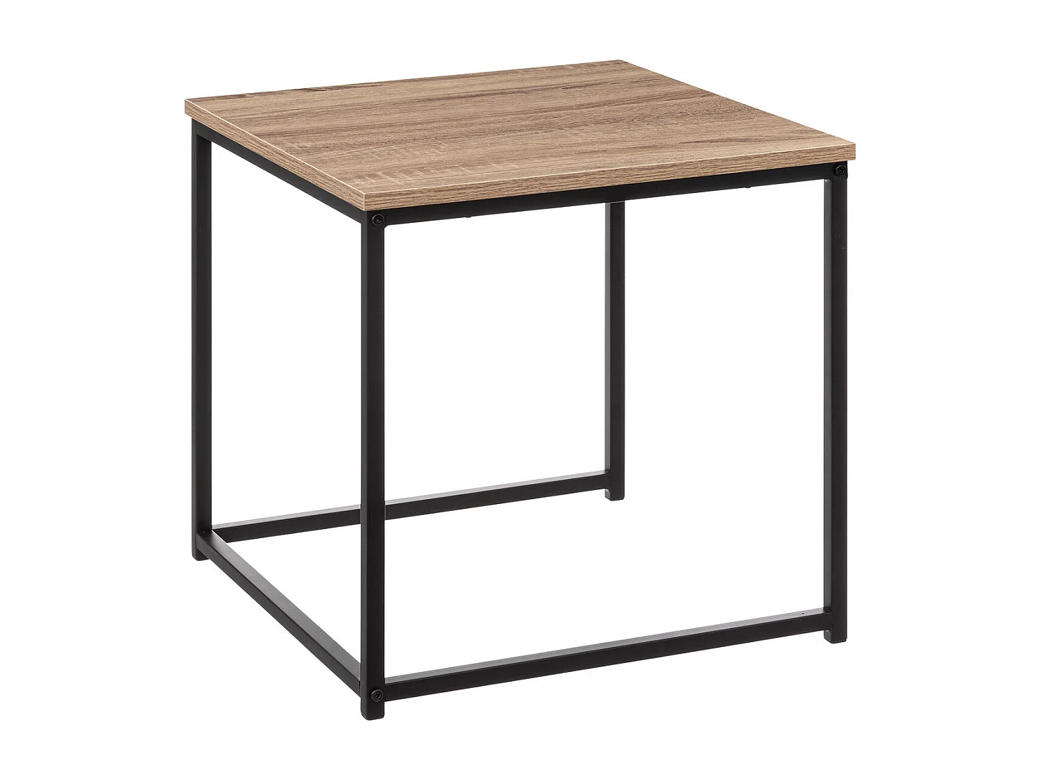 Lot de 2 Tables gigognes Effet chêne naturel et Métal noir
