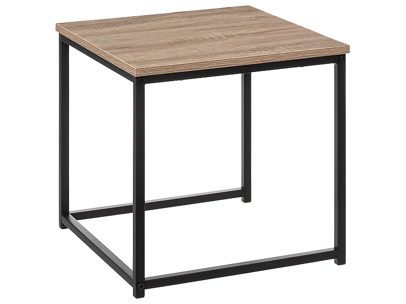 Lot de 2 Tables gigognes Effet chêne naturel et Métal noir