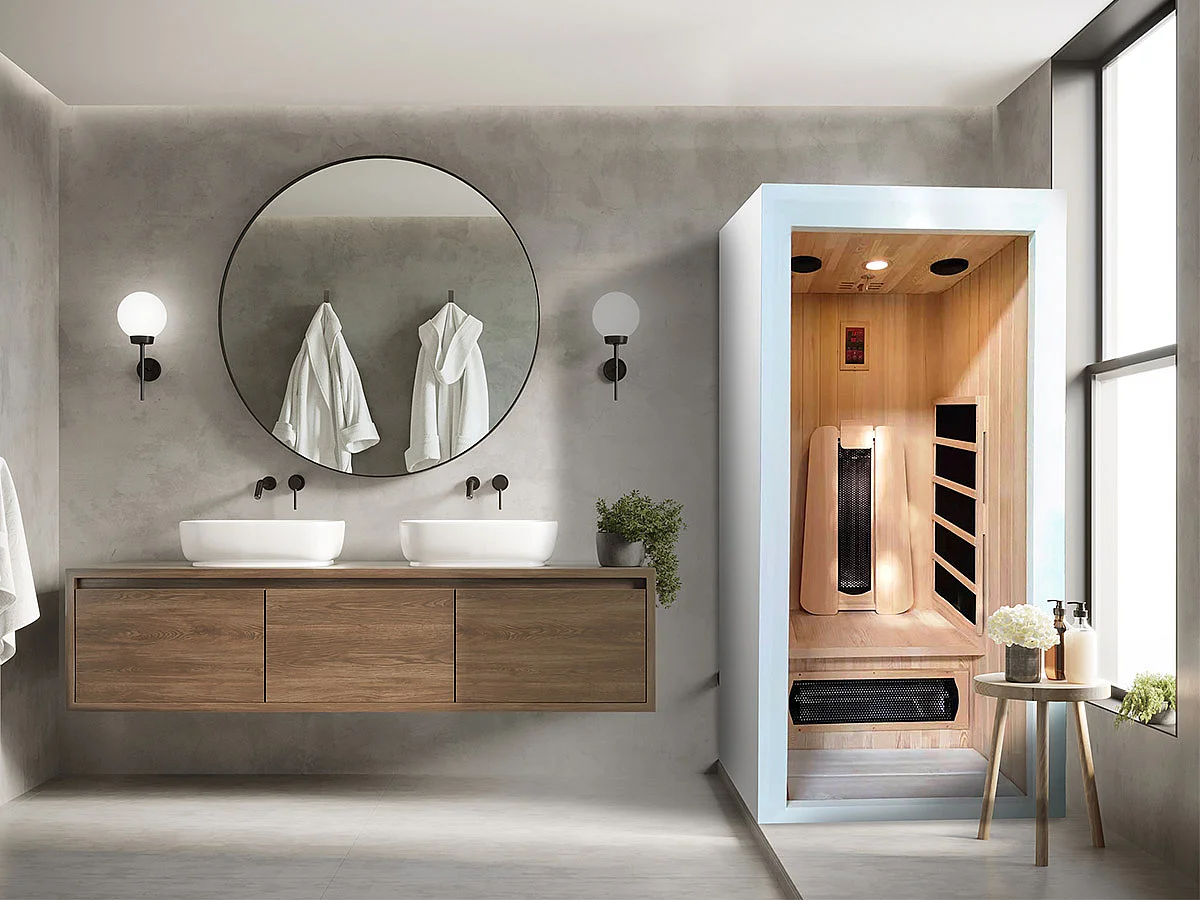 Saulo sauna a infrarossi - France Sauna - 1 persona - 90 x 90 x 190 cm - Legno di abete rosso - 1 posto