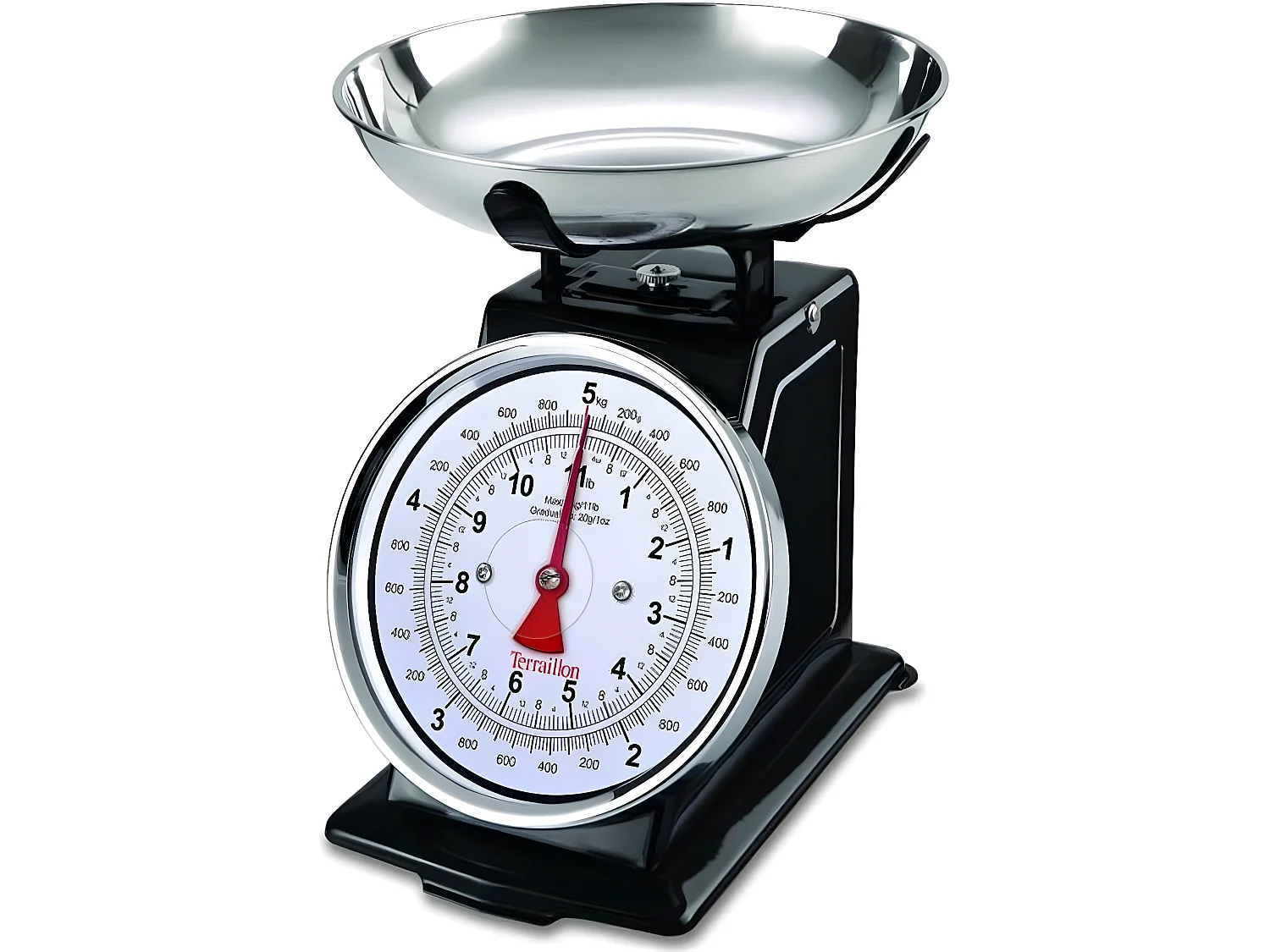 Terraillon Balance de cuisine mécaniques 5kg/20g noire - 14477