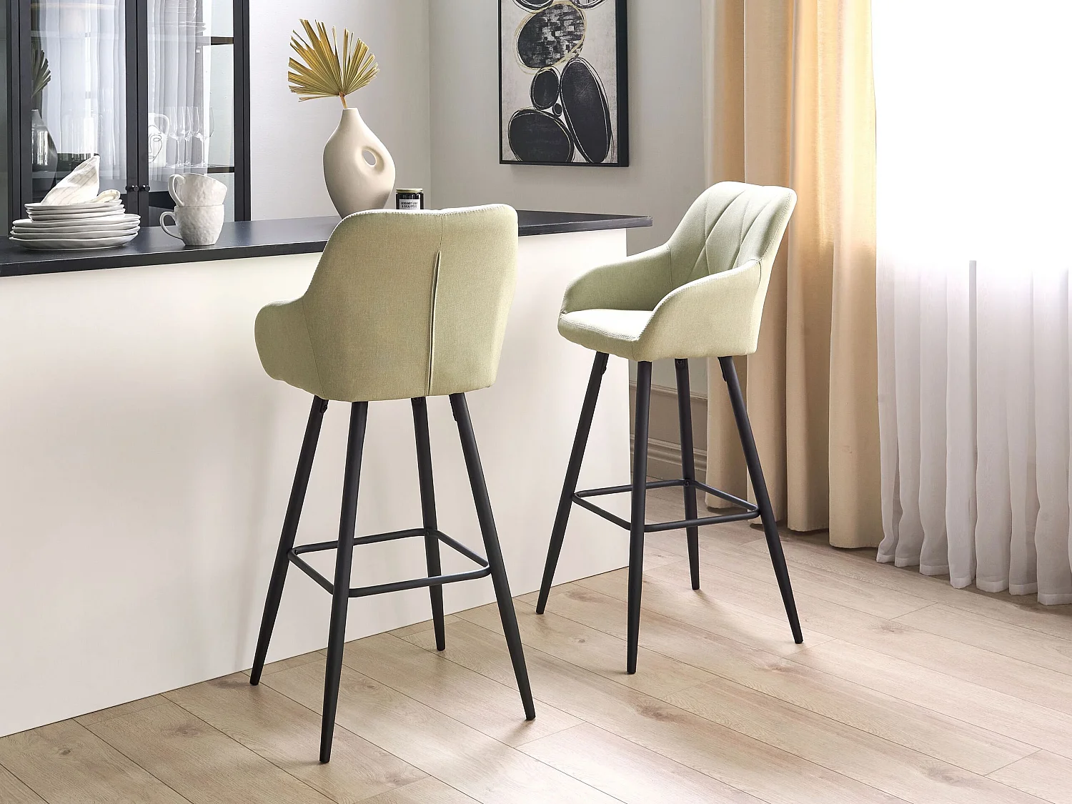 Lot de 2 chaises de bar DARIEN Vert clair