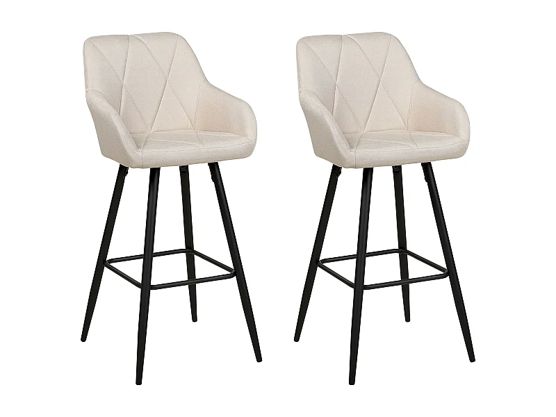 Lot de 2 chaises de bar DARIEN Beige clair