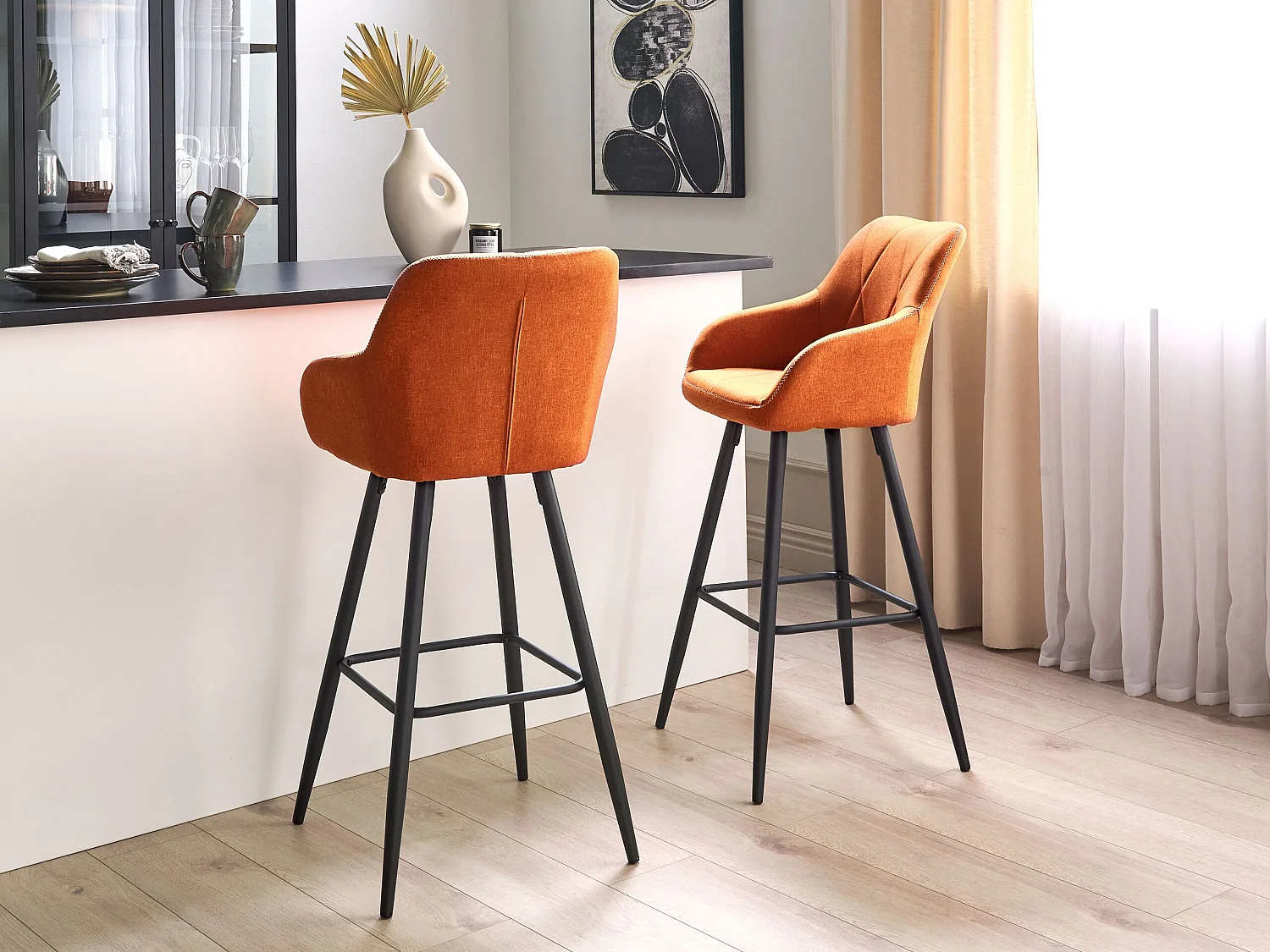 Lot de 2 chaises de bar DARIEN Orange