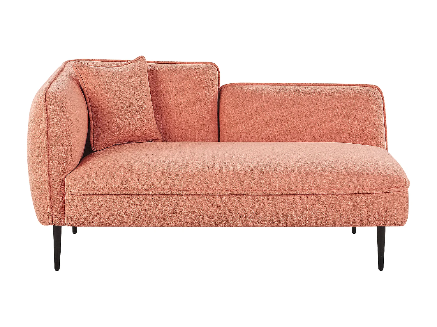 Chaise longue côté droite CHEVANNES Bouclé Rose pêche