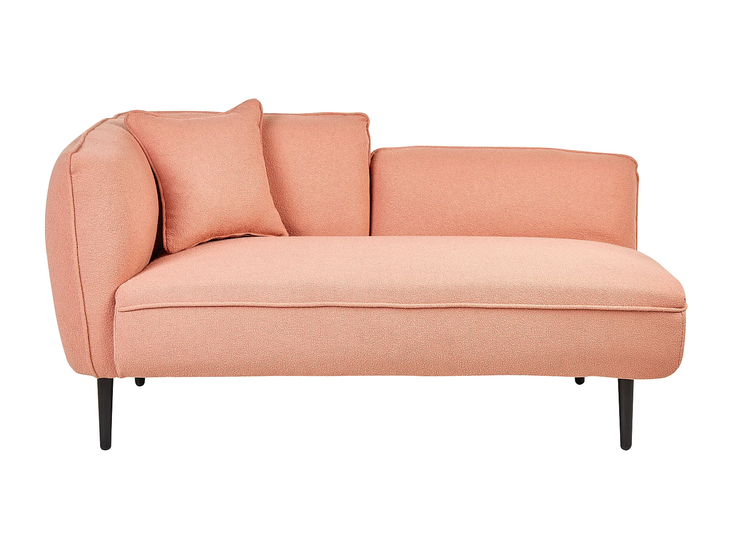 Chaise longue côté droite CHEVANNES Bouclé Rose pêche