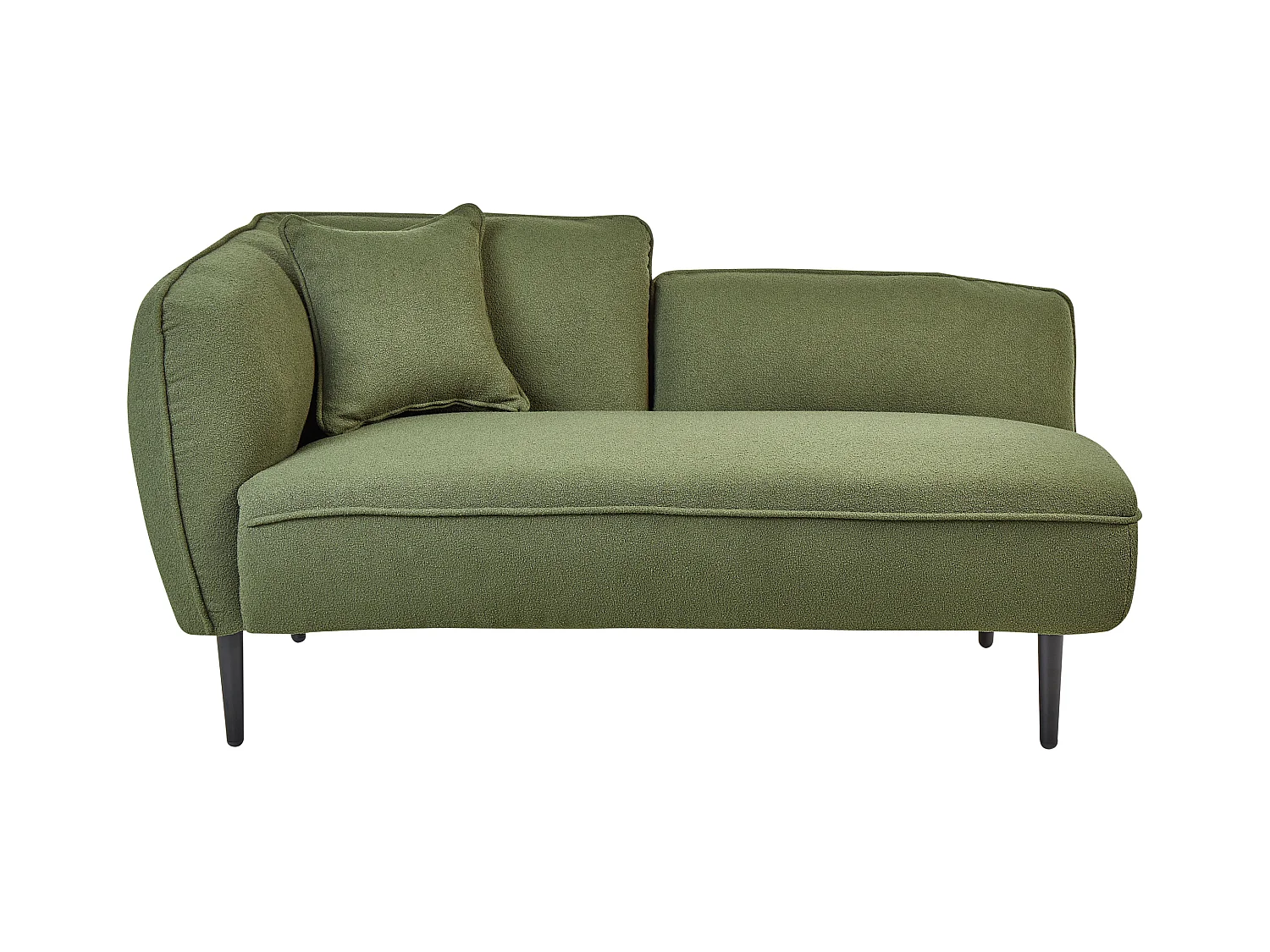 Linksseitige Chaiselounge CHEVANNES Bouclé Dunkelgrün