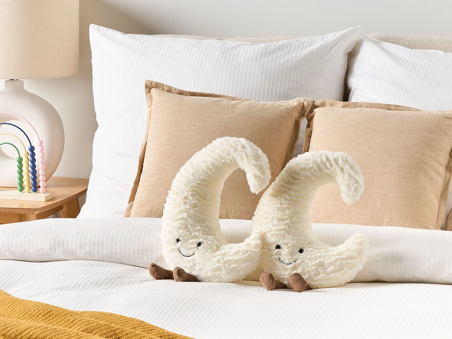 Lot de 2 coussins décoratifs MOONLIGHTER 21 x 40 cm Blanc cassé Pour enfants