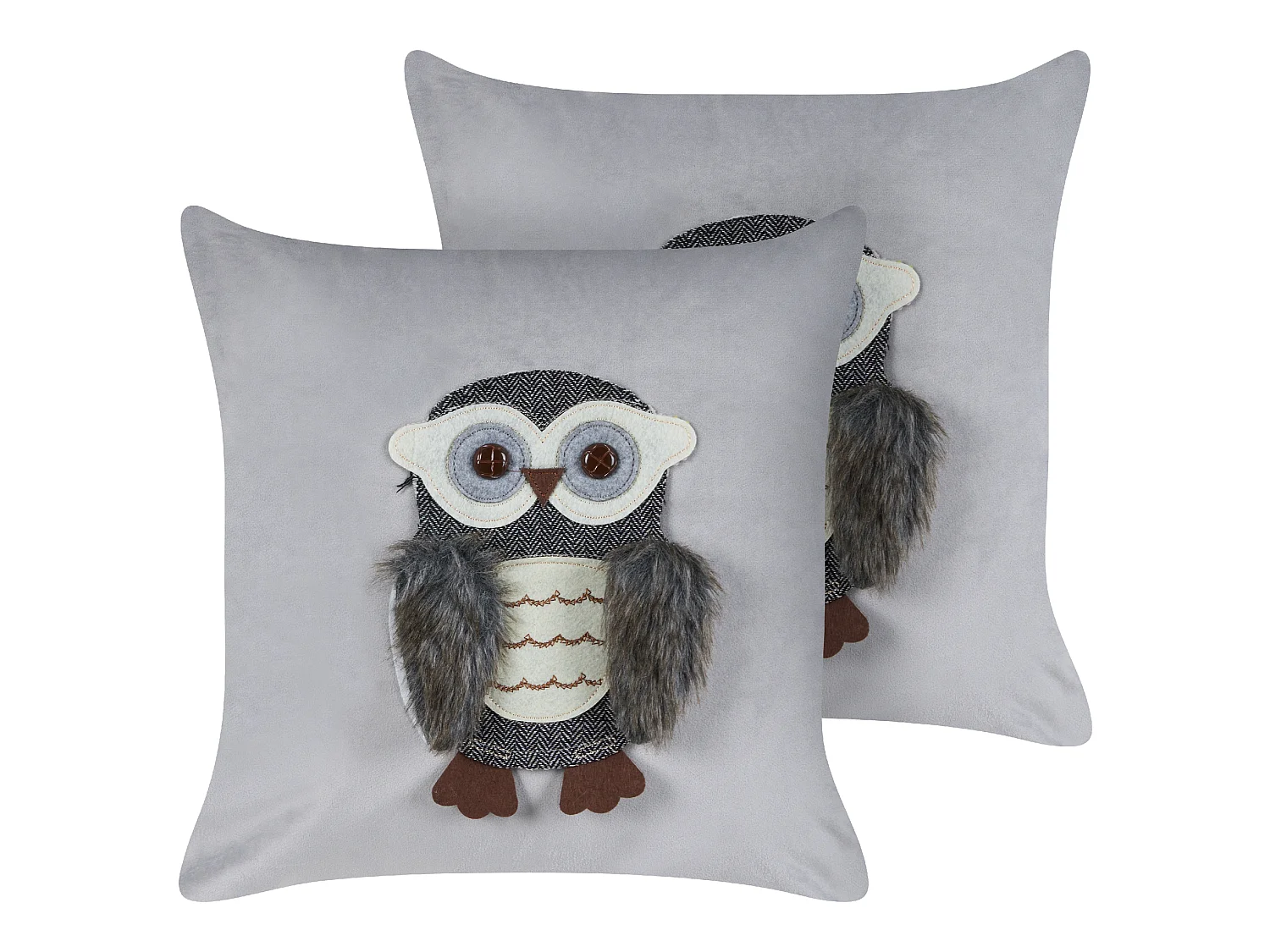 Lot de 2 coussins décoratifs OPHRYS Velours 45 x 45 cm Gris