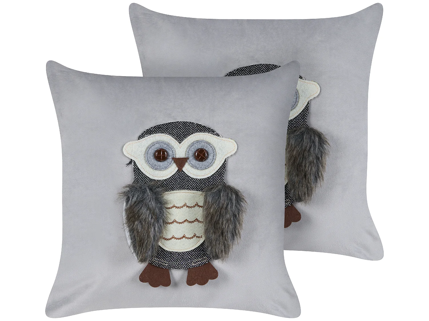 Lot de 2 coussins décoratifs OPHRYS Velours 45 x 45 cm Gris