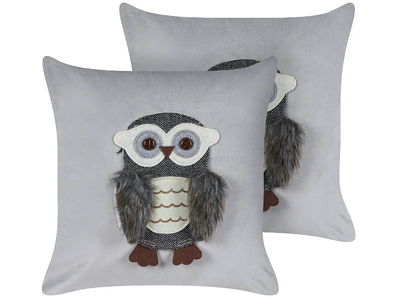 Lot de 2 coussins décoratifs OPHRYS Velours 45 x 45 cm Gris