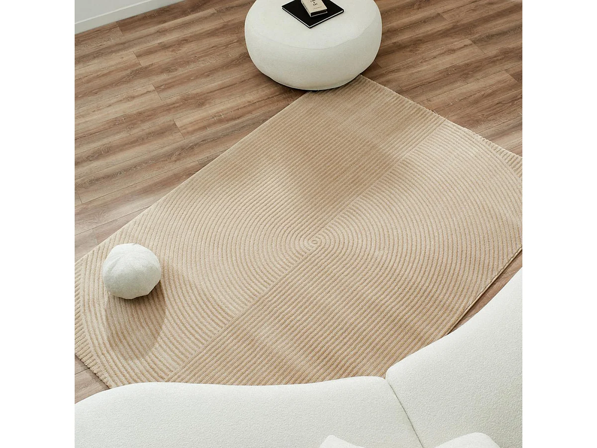 tapis couloir 80x300 tissé beige rectangle motif géométrique CEROTI