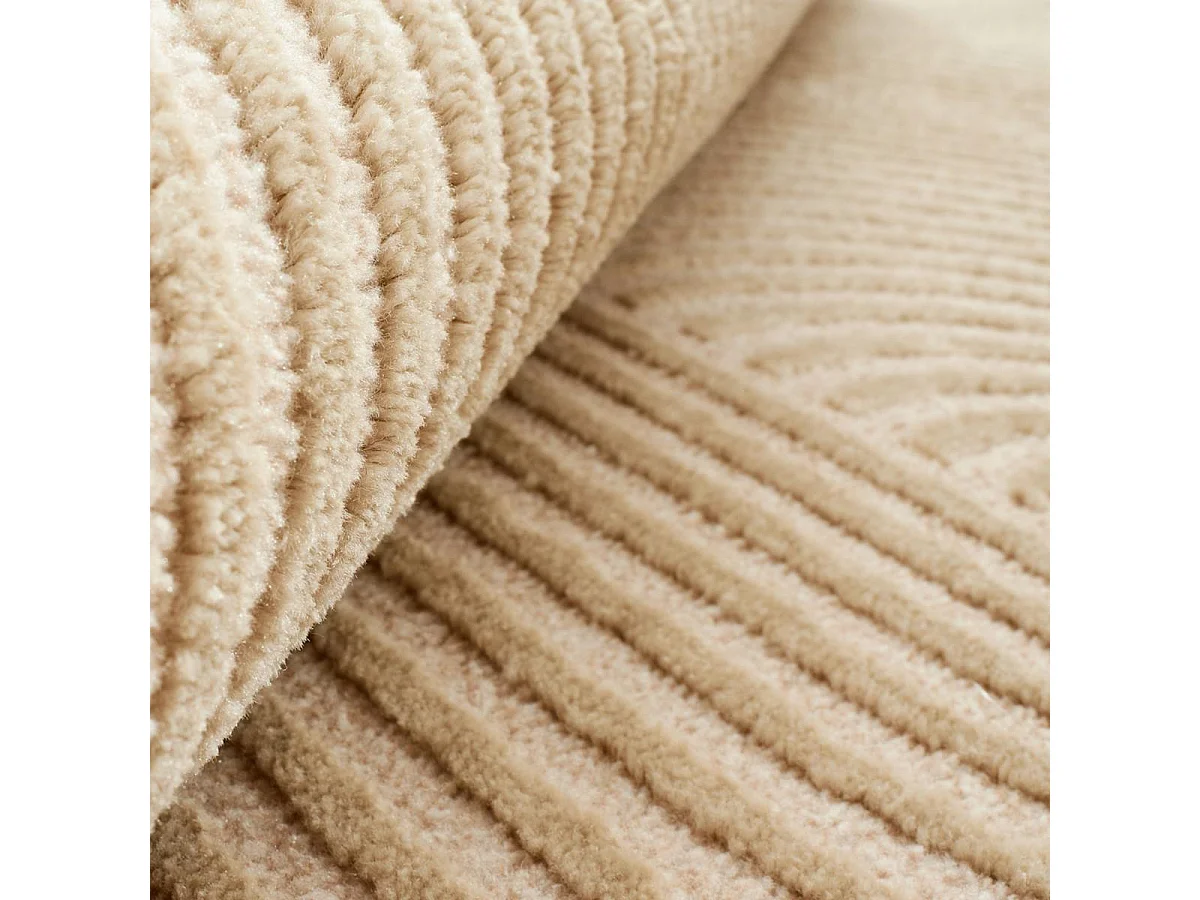 tapis couloir 80x300 tissé beige rectangle motif géométrique CEROTI