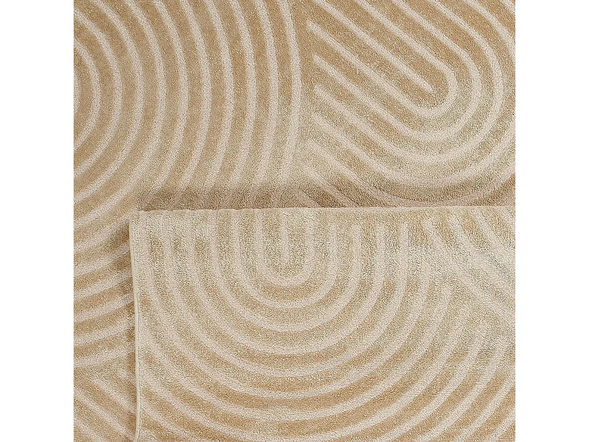 tapis grand salon 200x290 tissé beige rectangle motif géométrique CEROTEA