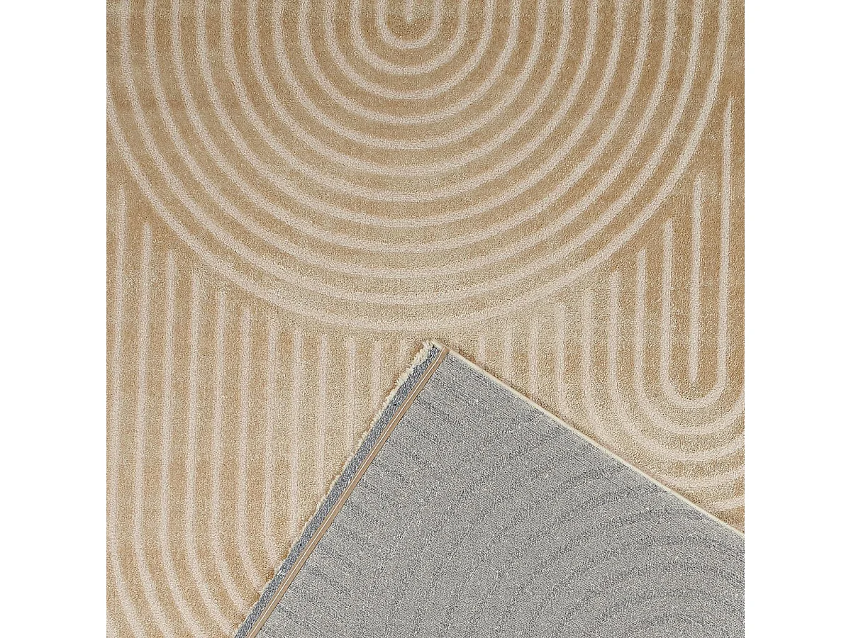 tapis grand salon 200x290 tissé beige rectangle motif géométrique CEROTEA