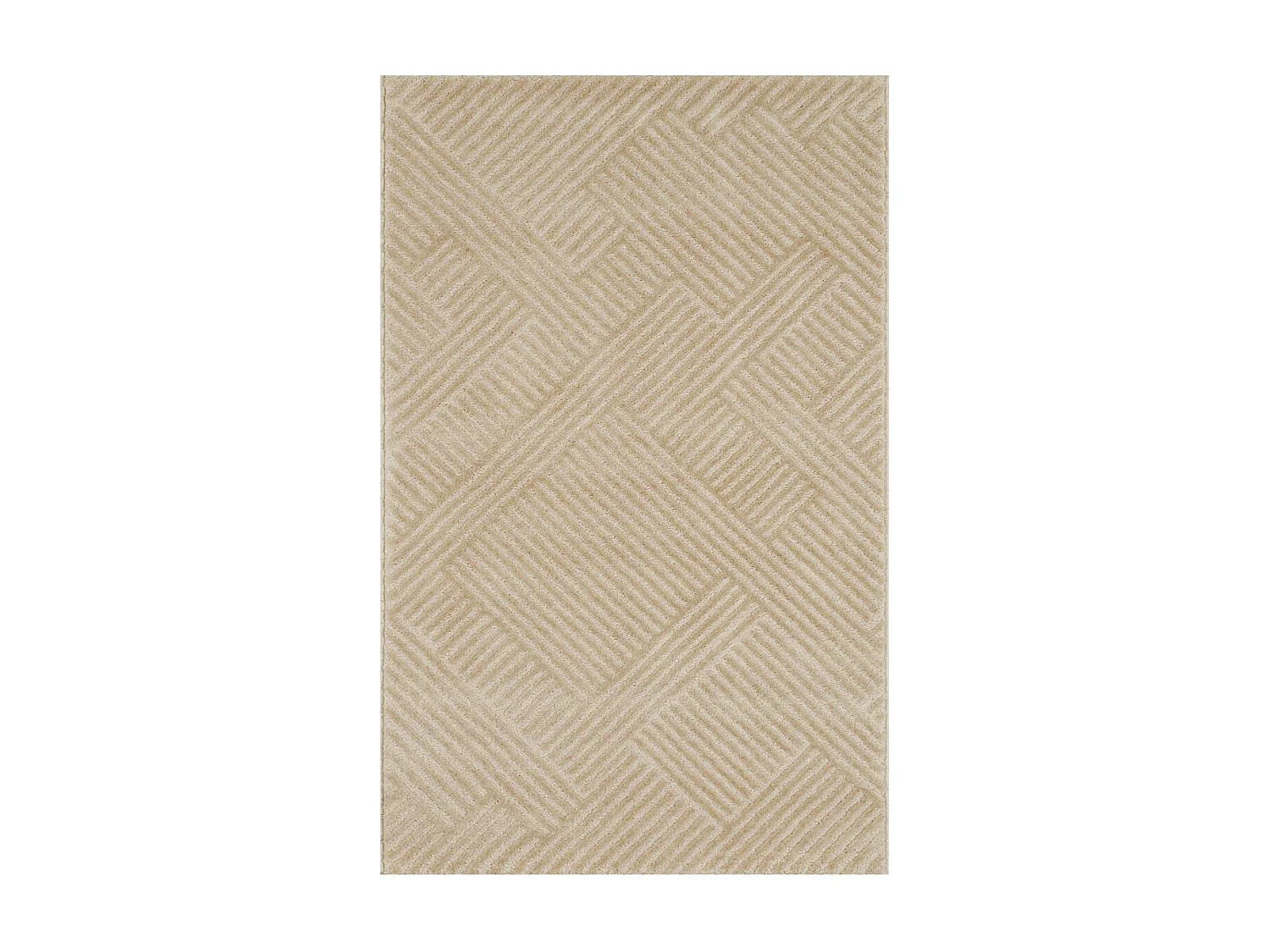 tapis couloir 80x300 tissé beige rectangle motif géométrique CEROTEO