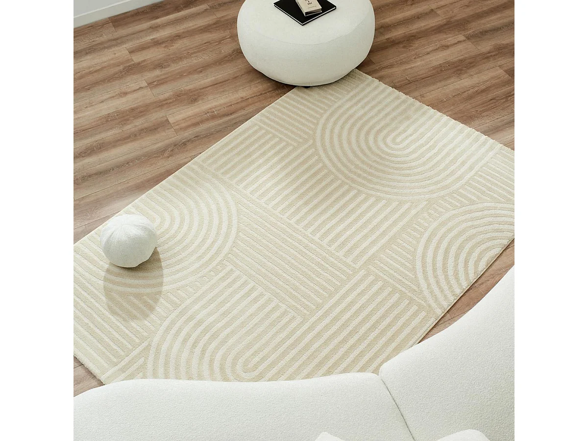 tappeto da ingresso 80x300 tessuto rettangolo crema disegno geometrico CERABI