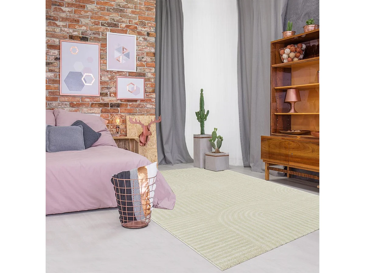 tapis salle à manger 160x230 tissé crème rectangle motif géométrique CERABI