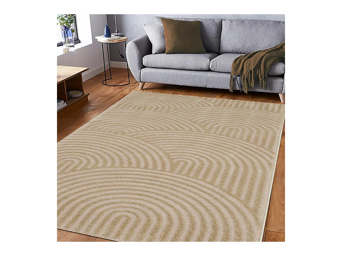 tapis chambre 80x150 tissé beige rectangle motif géométrique CEROTEA