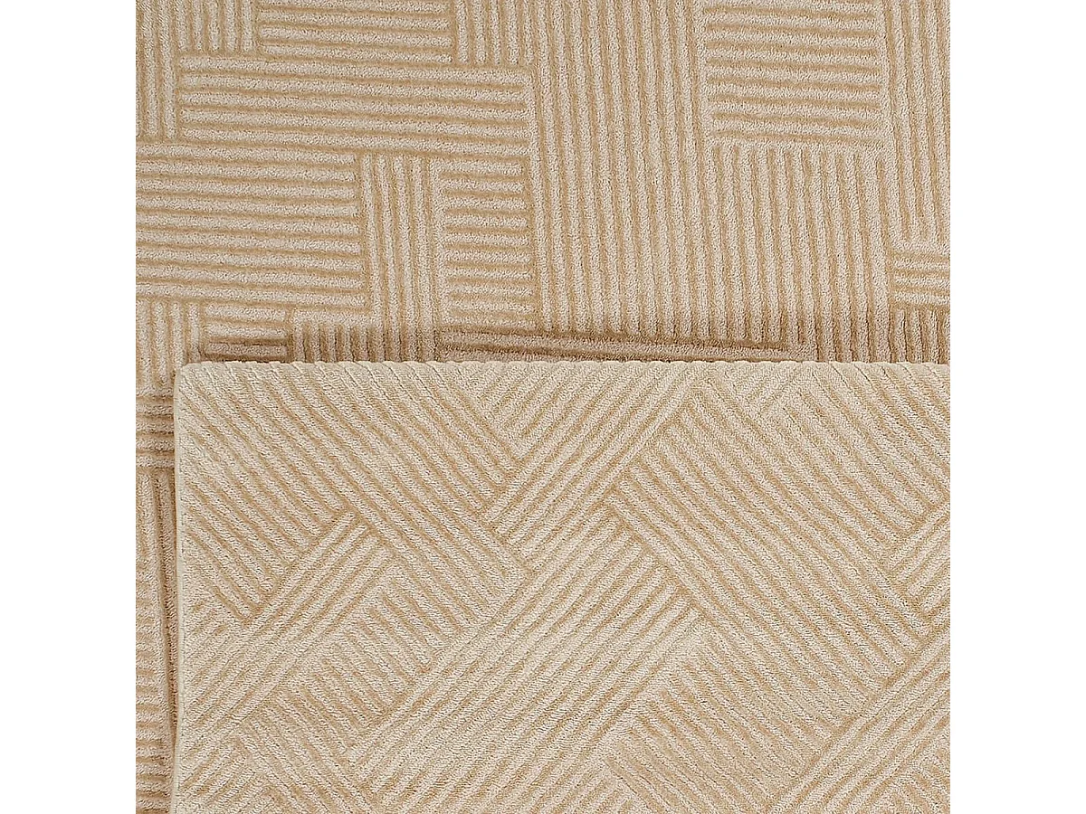 tapis chambre 80x150 tissé beige rectangle motif géométrique CEROTEO