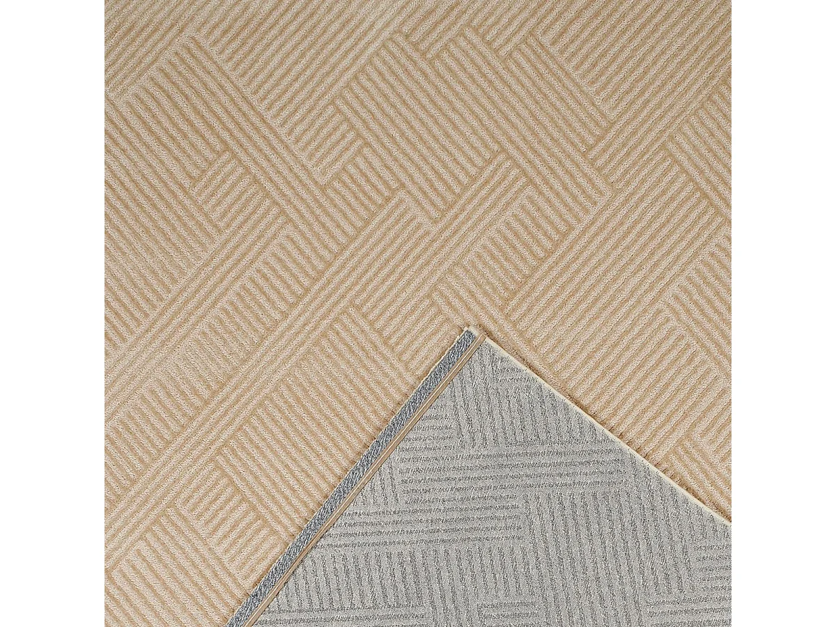 tapis chambre 80x150 tissé beige rectangle motif géométrique CEROTEO