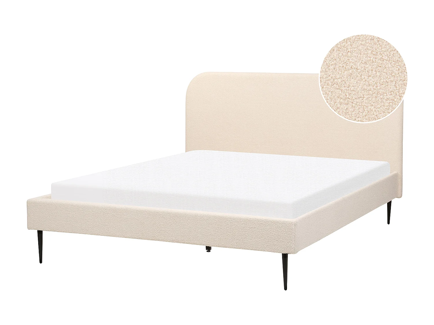 Lit avec sommier Bouclé FLAYAT 160 x 200 cm Beige clair