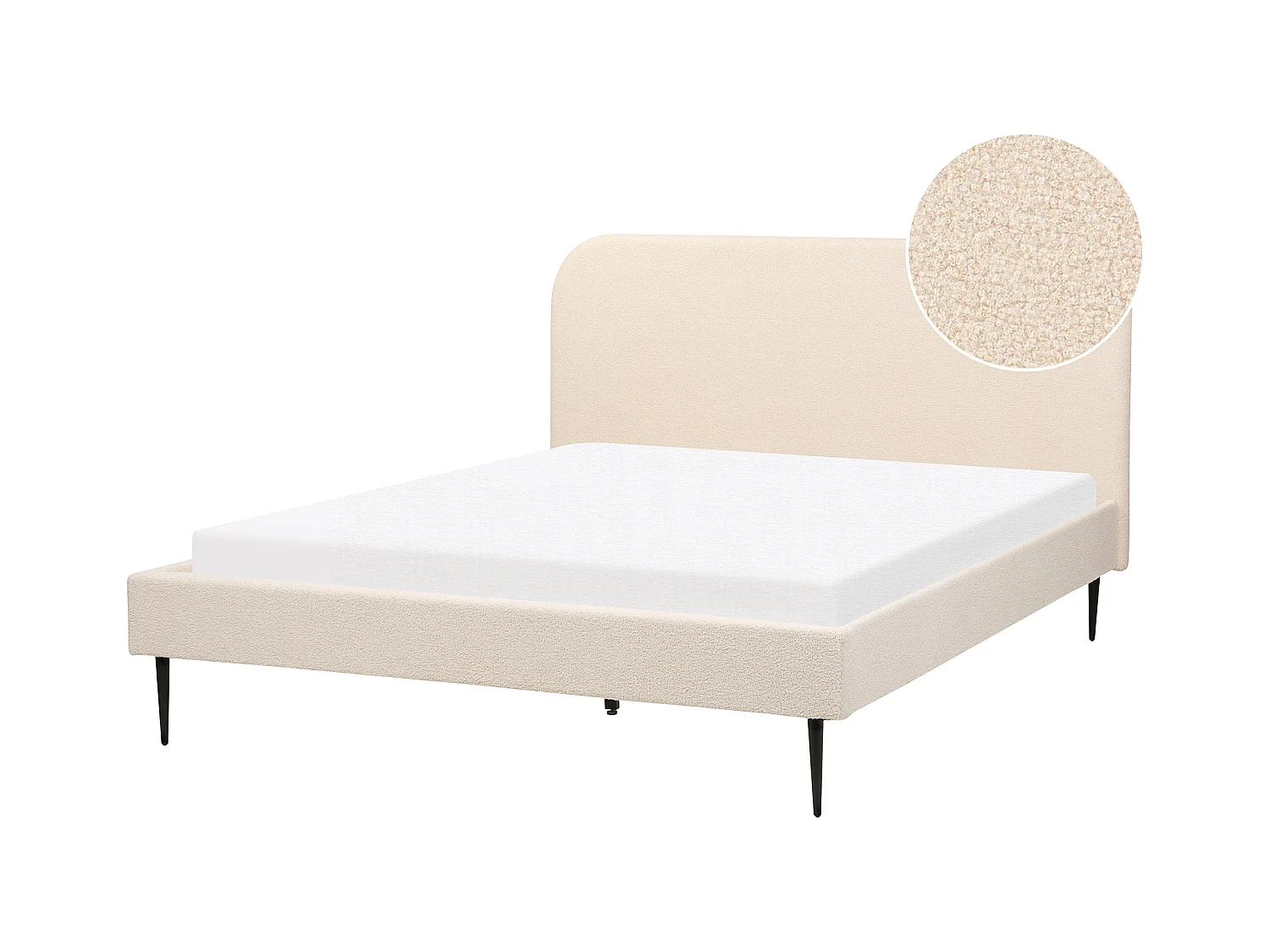 Lit avec sommier Bouclé FLAYAT 160 x 200 cm Beige clair