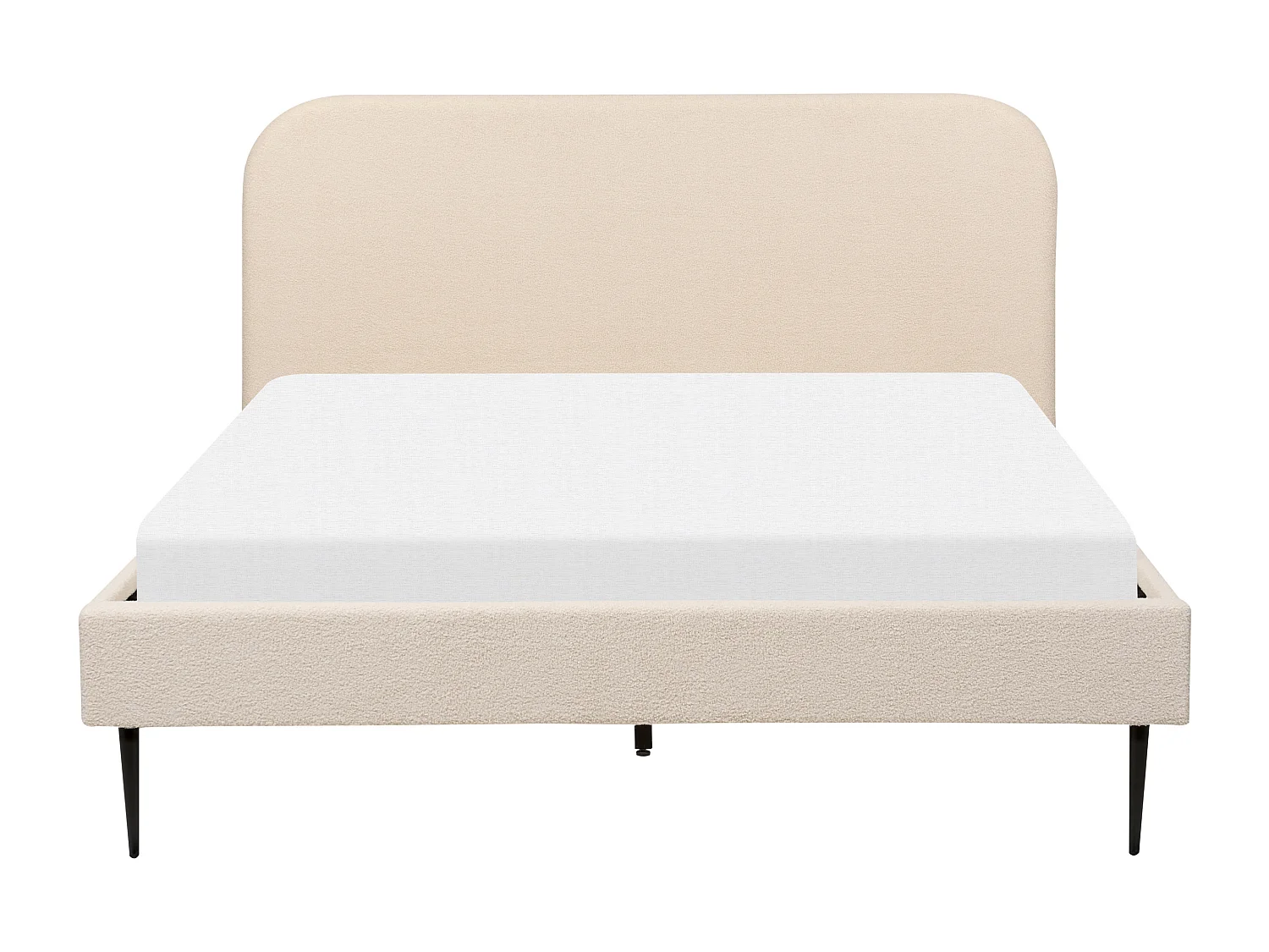 Polsterbett Bouclé beige mit Lattenrost 160 x 200 cm Metallfüße schwarz Flayat