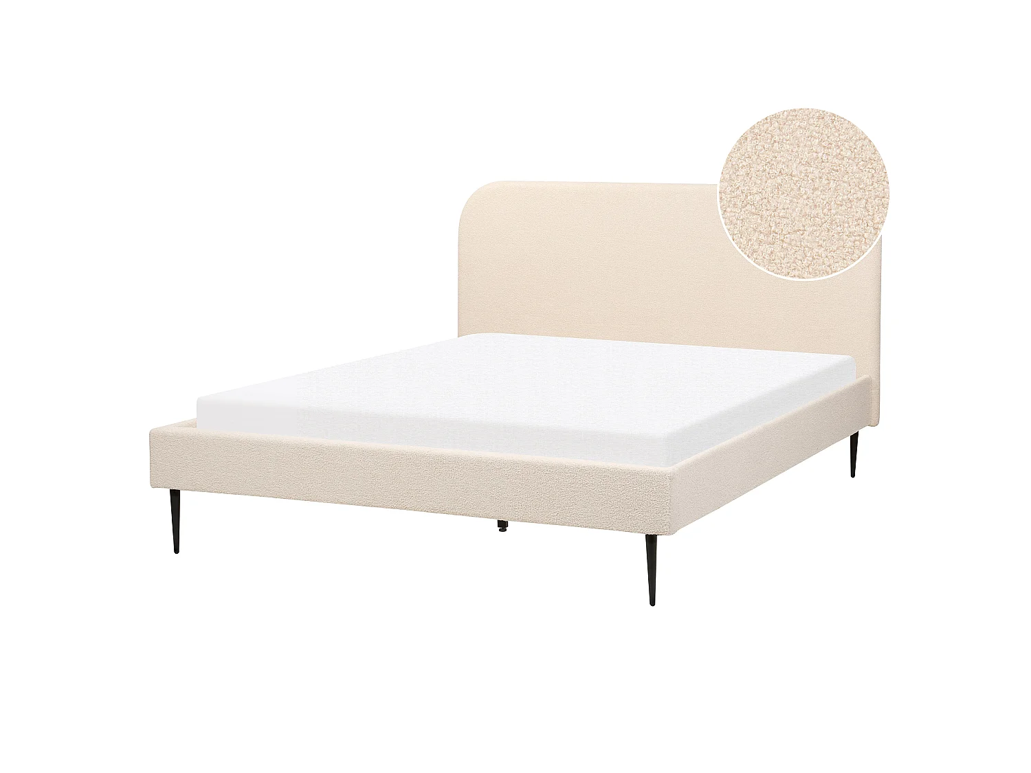 Lit avec sommier Bouclé FLAYAT 160 x 200 cm Beige clair