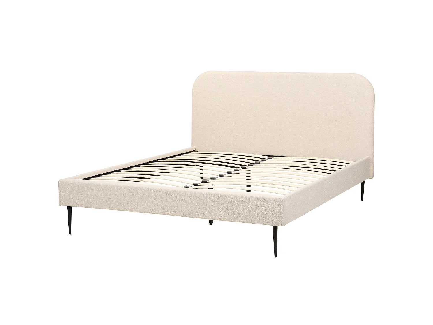 Lit avec sommier Bouclé FLAYAT 160 x 200 cm Beige clair