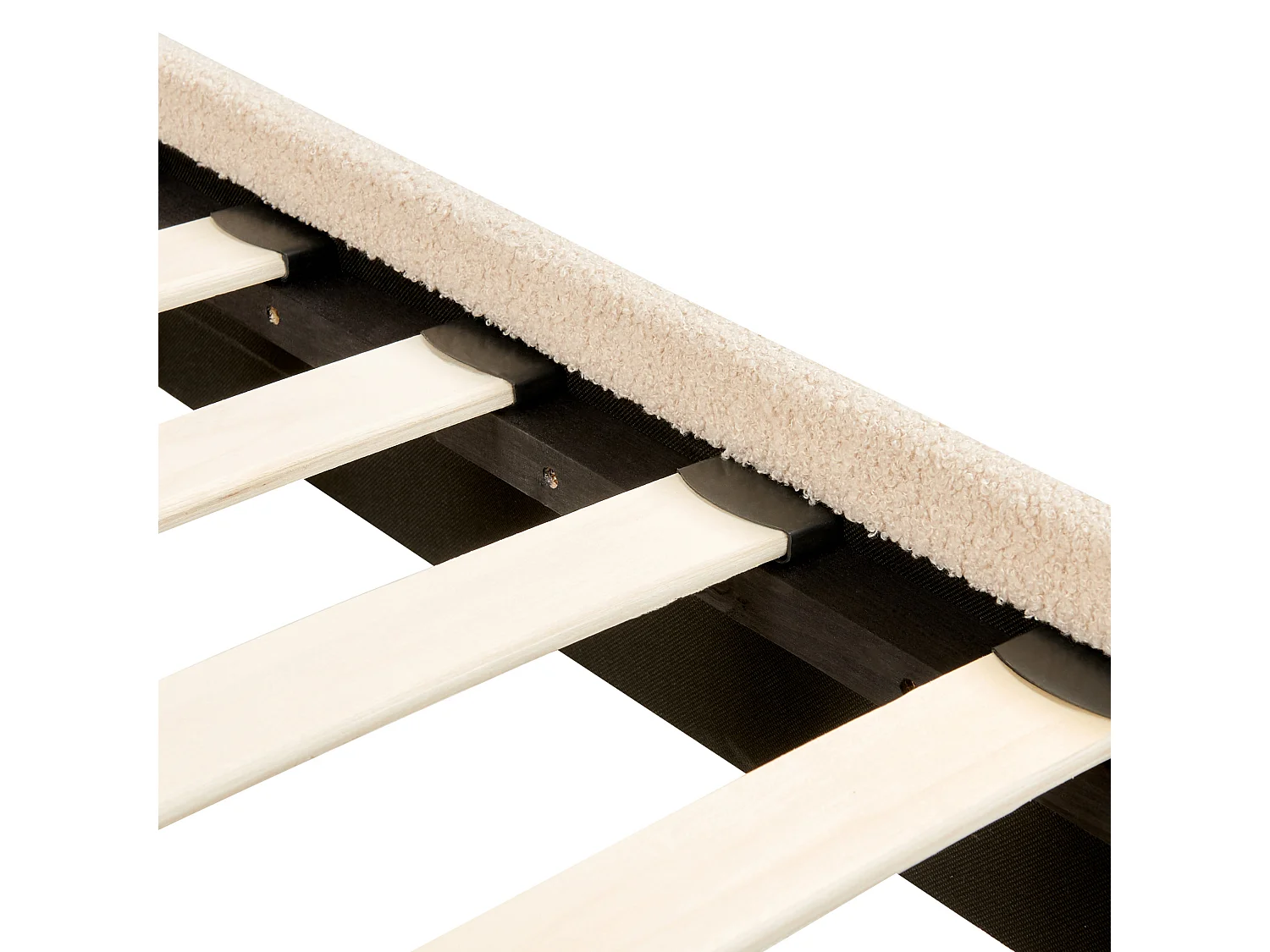 Lit avec sommier Bouclé FLAYAT 160 x 200 cm Beige clair
