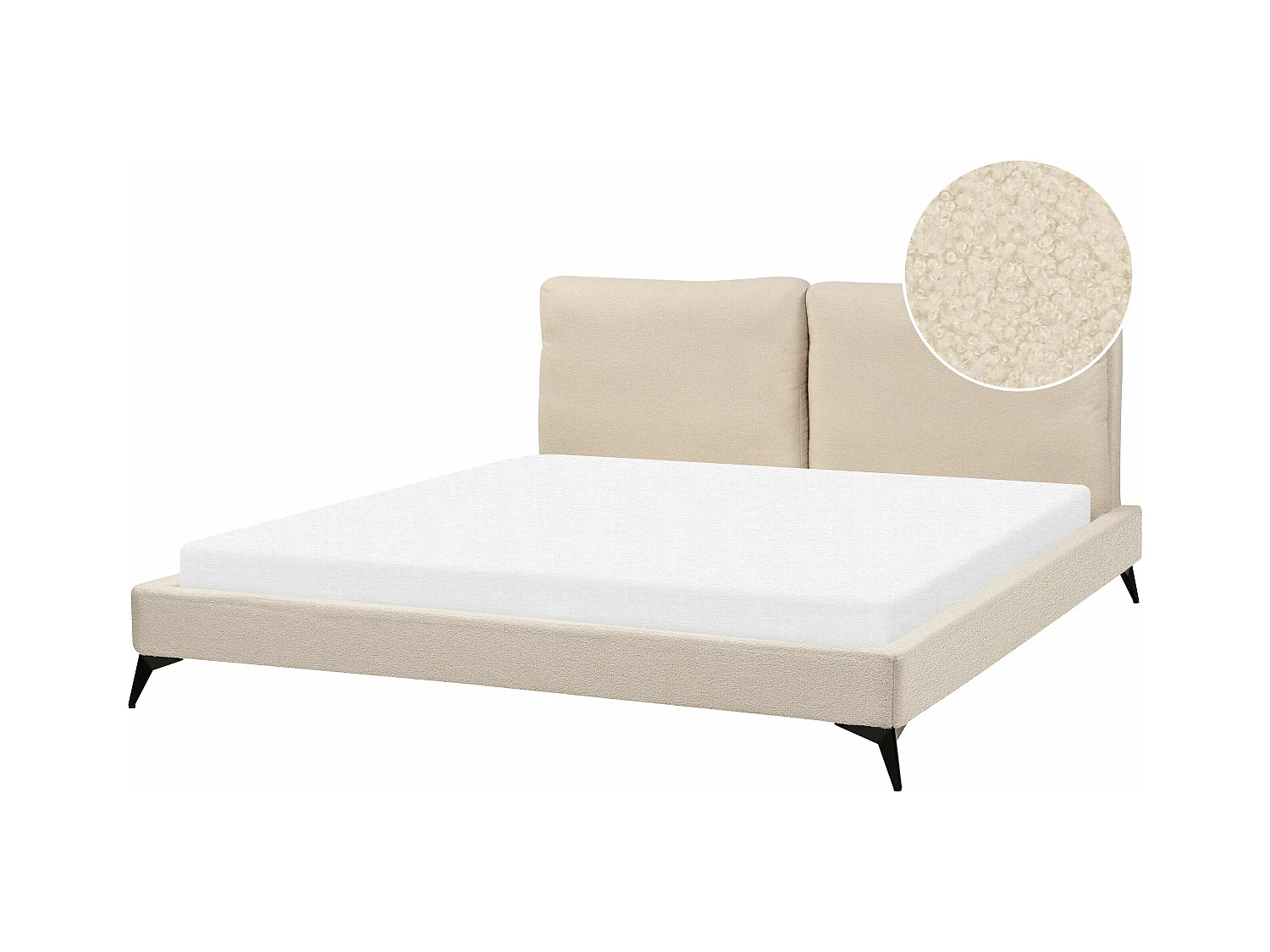 Lit avec sommier Bouclé MELLE 180 x 200 cm Beige