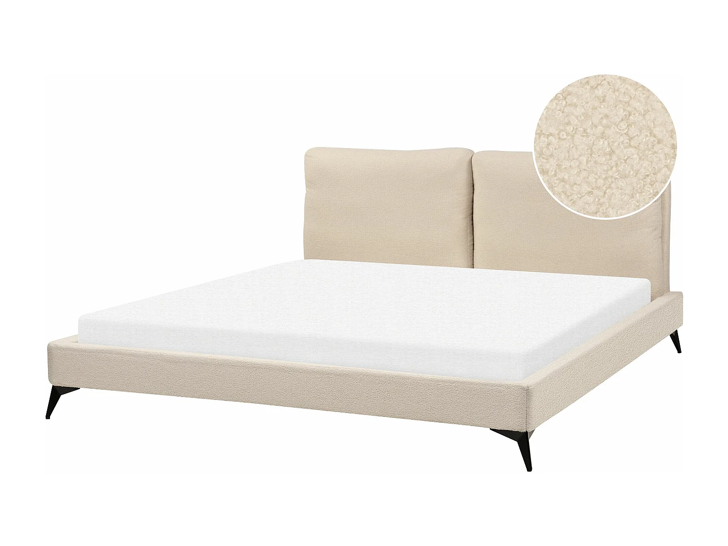 Lit avec sommier Bouclé MELLE 180 x 200 cm Beige