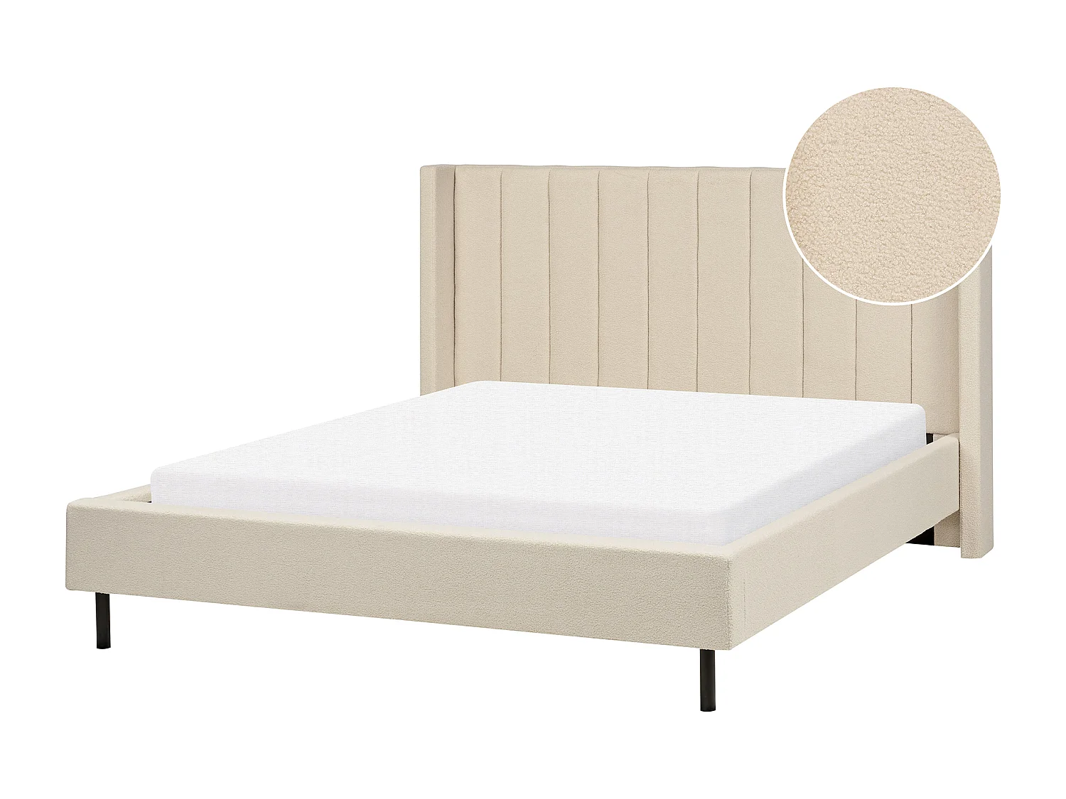 Bed Bouclé VILLETTE 160 x 200 cm Beige