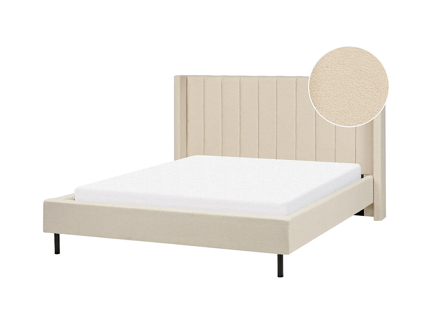 Lit avec sommier Bouclé VILLETTE 160 x 200 cm Beige