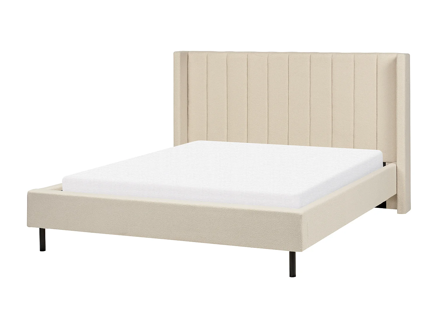 Lit avec sommier Bouclé VILLETTE 160 x 200 cm Beige