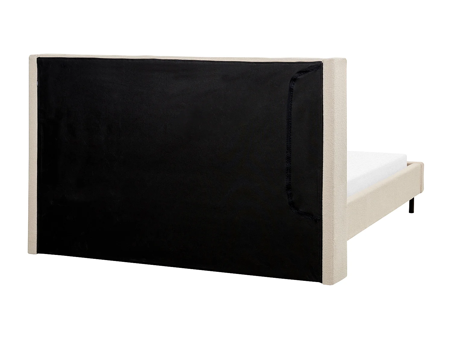 Polsterbett Bouclé beige Lattenrost 160x200 cm hohes Kopfteil gesteppt Villette