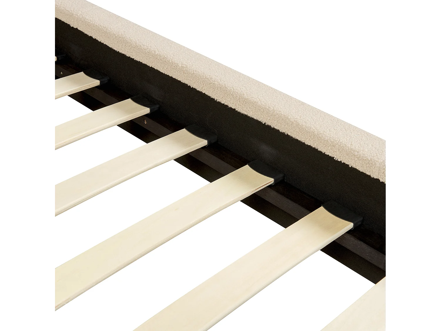 Polsterbett Bouclé beige Lattenrost 160x200 cm hohes Kopfteil gesteppt Villette