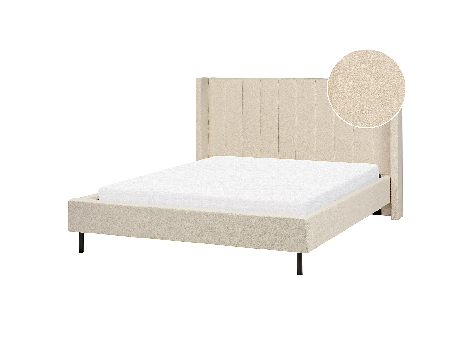 Bed Bouclé VILLETTE 160 x 200 cm Beige